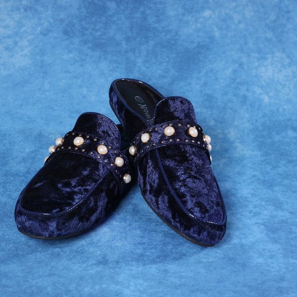 NWT Blue velvet and pearl Nature Breeze slip on loafers - sz 10 - Picture 2 of 5